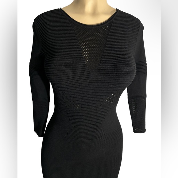 VELVET Graham & Spencer ~ Long Sleeve Body Contour Fitted Black Dress - Picture 9 of 11